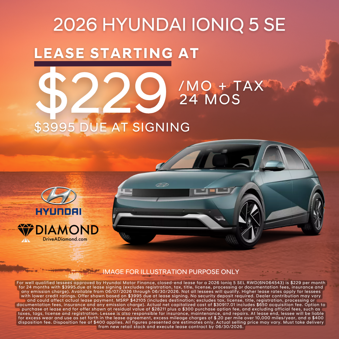 Lease For $229/Month + Tax For 36 Months With $3995 Due At Signing